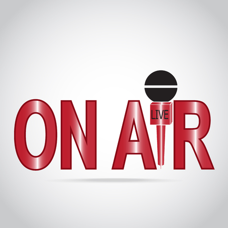 On air text and microphone icon, live streaming sign, interview answering question or journalist conceptのイラスト素材