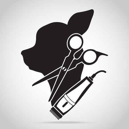 Dog grooming salon icon. Pet beauty salon logo illustrationのイラスト素材