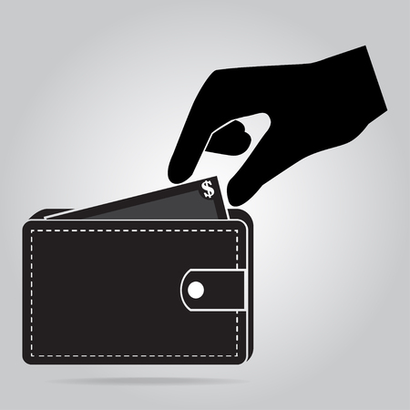 Money in hand and wallet icon. saving money or thief conceptのイラスト素材