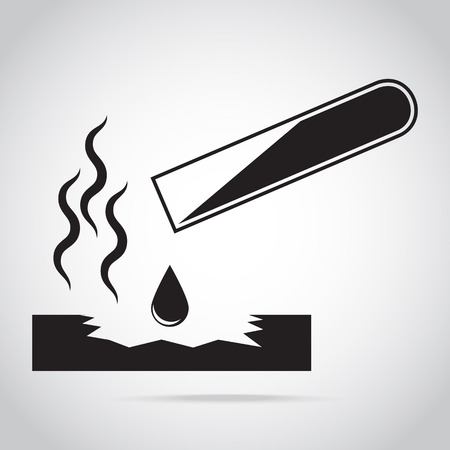 Test tube corrosive warning sign, safety conceptのイラスト素材