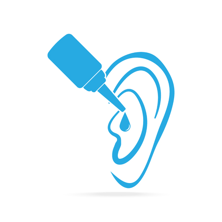 Ear drops blue icon, medical sign iconのイラスト素材