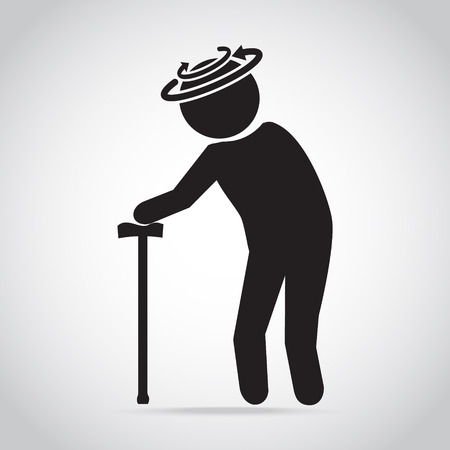 Dizziness elderly man icon. old people icon, medical signのイラスト素材