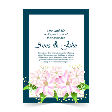 Invitation card, Wedding card with flora backgroundのイラスト素材