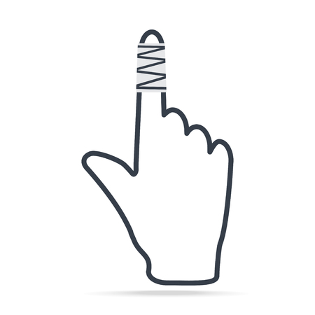 Injured finger and bandage icon. Medical sign simple line icon illustrationのイラスト素材