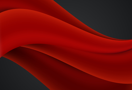 Red and Black abstract curve and wavy vector background for card, annual business report, poster templateのイラスト素材