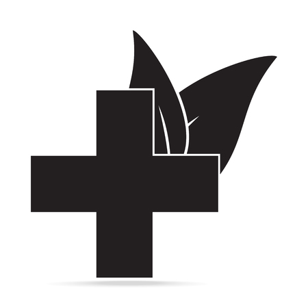 Medical sign with herbs icon. Alternative medicine conceptのイラスト素材