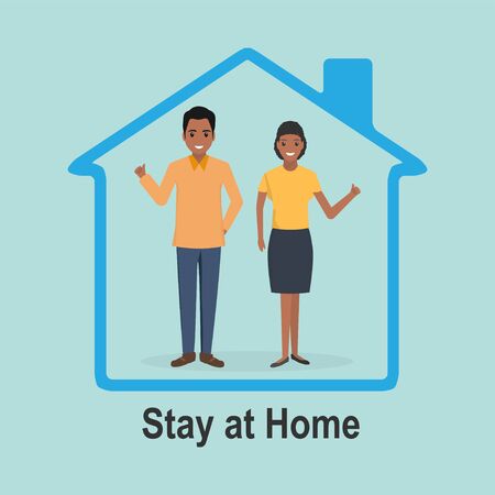 Stay at home campaign and coronavirus prevention.のイラスト素材