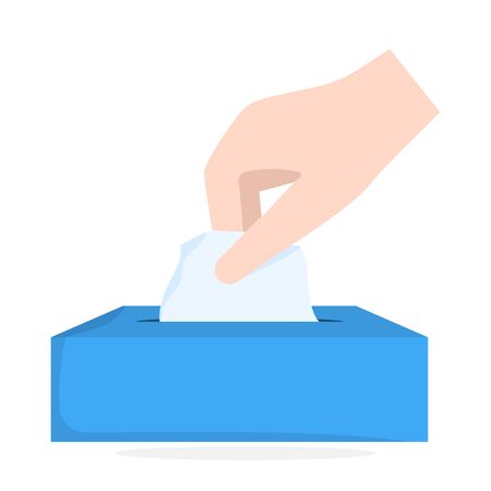 Hand taking tissue paper from box, icon illustrationのイラスト素材