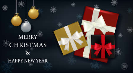 Happy New year 2021 and ball decoration illustration on blue backgroundのイラスト素材