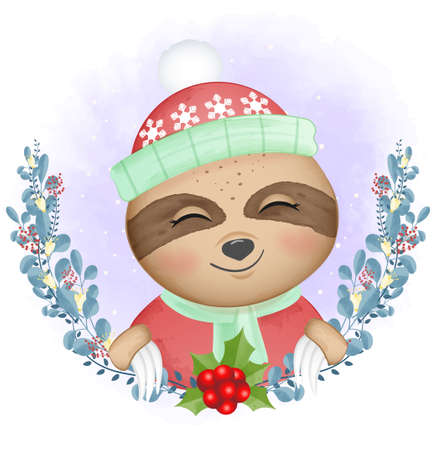 Cute family's panda with gingerbread cartoon hand drawn Christmas season watercolor illustrationのイラスト素材