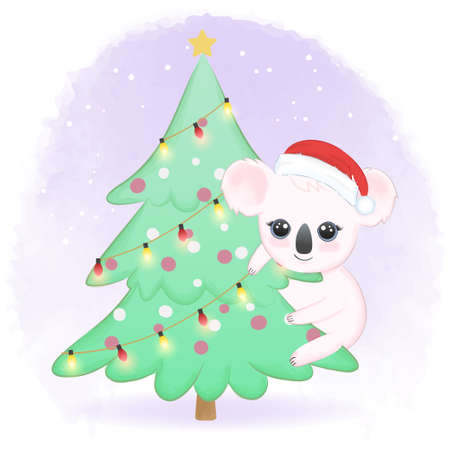 Cute little unicorn on ski, Christmas season illustration.のイラスト素材