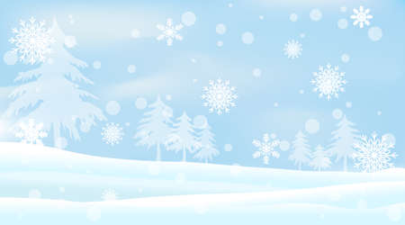 Winter holiday snowy and snowflake and blue sky background. Christmas season illustration.のイラスト素材