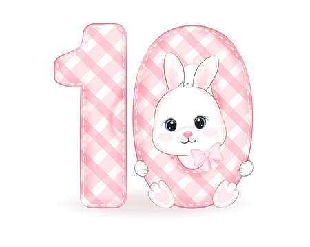 Ice Cream Alphabet Number 1 to 0 set illustrationのイラスト素材