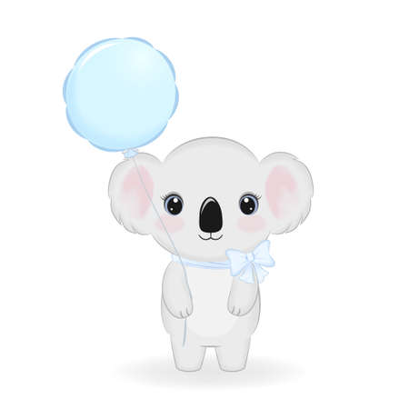 Cute Koala Bear with blue balloon.のイラスト素材
