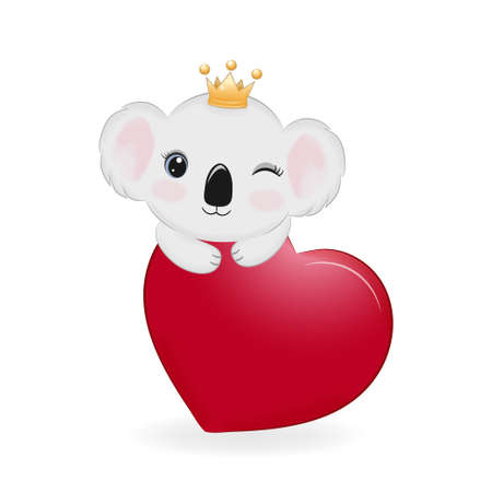 Cute Koala Bear with Heart. valentines day conceptのイラスト素材