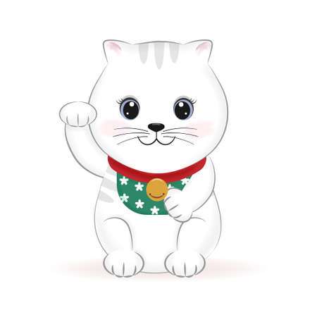 Lucky Cat Japanese lucky charm cartoon illustrationのイラスト素材