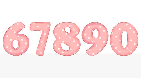 Pink and Polka dot White Alphabet 6 To 0 set illustrationのイラスト素材