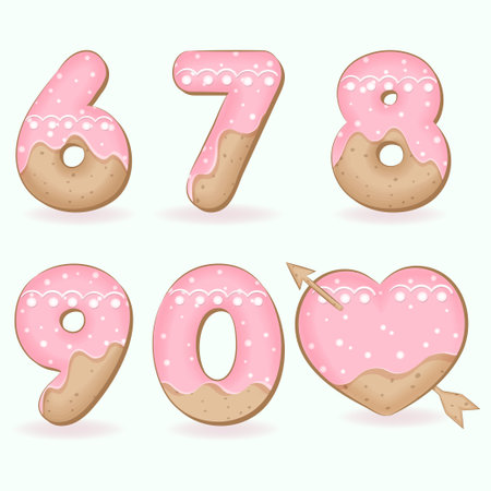 Sweet cookie Number, font number illustrationのイラスト素材