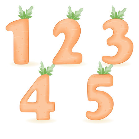 Carrot Number 1-5 illustration designのイラスト素材