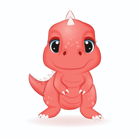 Cute Little Dinosaur, Primeval animal cartoon illustrationのイラスト素材