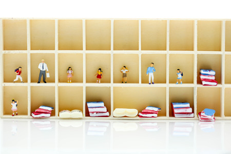 Miniature people : children and student with colorful wooden English alphabe,education concept.の写真素材