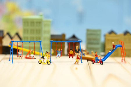 Miniature people : Happy of family and children,happy family day concept.