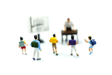 Miniature people : children and teacher, Back to school concept.の写真素材