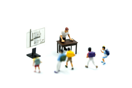 Miniature people : children and teacher, Back to school concept.の写真素材