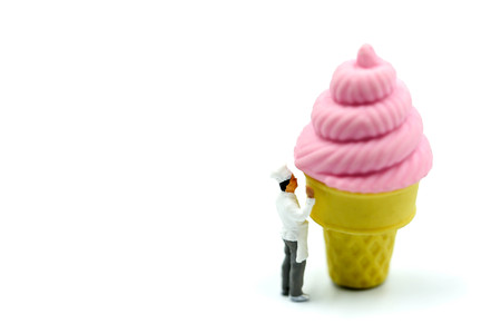 Miniature people : Chef with  dessert.food concept.の写真素材