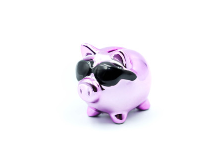 Purple Piggy bank money.の写真素材