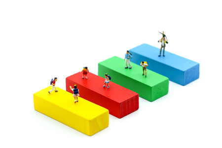 Miniature people : children and student with toys and school background. Back to school,Education concept.の写真素材