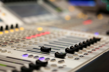 Equipment for sound mixer control  in studio TV station, Audio and Video Production Switcher of...