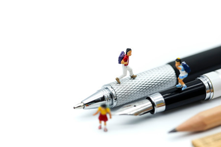 Miniature people : children and student with book and school background. Back to school,Education concept.の写真素材