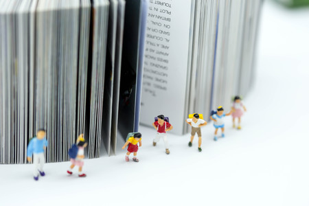 Miniature people : children and student with book and school background. Back to school,Education concept.の写真素材