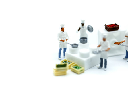 Miniature people : Chef cooking with friend,Food concept.の写真素材