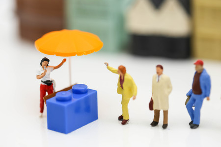 Miniature people : Shoppers with discount for shopping items of market street,Business Shopping concept.の写真素材