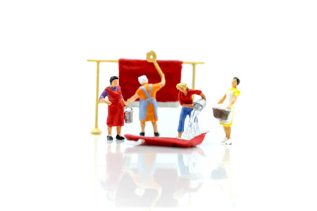 Miniature people : Maid or Housewife cleaning cloth washing