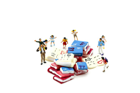 Miniature people : Children and student with School supplies,Education and Back to school concept.の写真素材