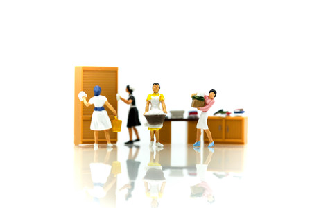 Miniature people : Maid or Housewife cleaning cloth washing