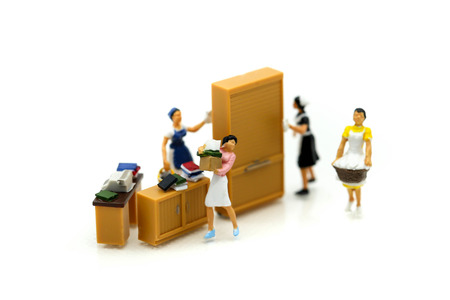 Miniature people : Maid or Housewife cleaning cloth washingの写真素材