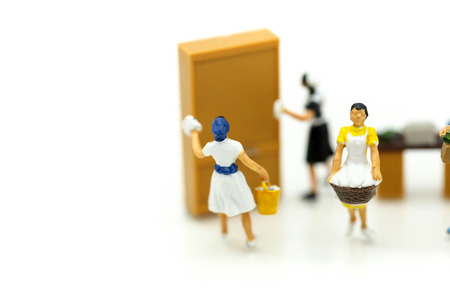 Miniature people : Maid or Housewife cleaning cloth washingの写真素材