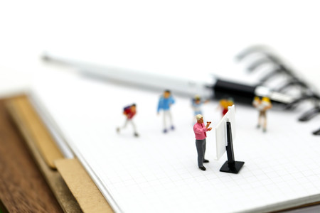 Miniature people : student and children with teacher,Match,Education concept.の写真素材