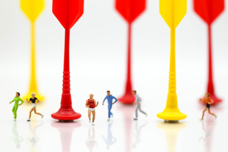 Miniature people : marathon runners on maze ,jogging and running,Active and healthy lifestyle...