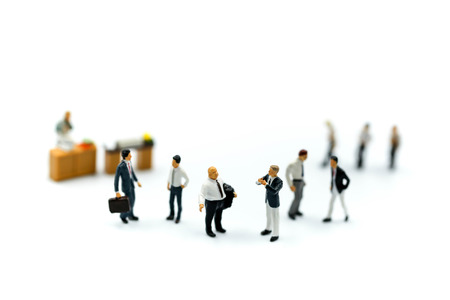 Miniature people : Buisnessman to interview of office using for concept Job Action Day.の写真素材