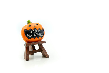 Miniature people : children with Halloween characters decorations using for concept of party halloween holiday concept.の写真素材