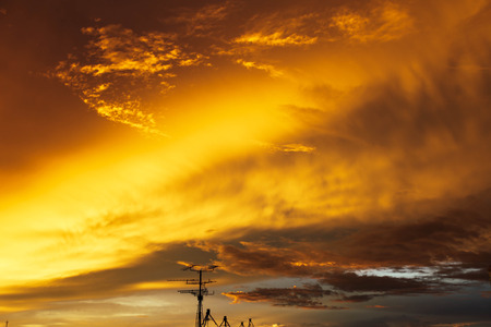 Sky,Top of skyscraper with  the city at sunrise,sunset.の写真素材