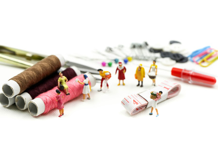 Miniature people : Maid or Housewife  with Sewing tools and accesories.の写真素材