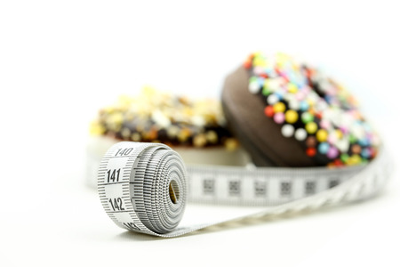Donut tying by measuring tape,dietary for slim shape concept.の写真素材