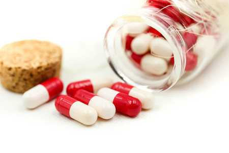 Drug pill vitamin c with bottle using for concept of Vitamin C Day.