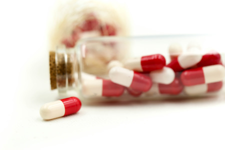 Drug pill vitamin c with bottle using for concept of Vitamin C Day.の写真素材